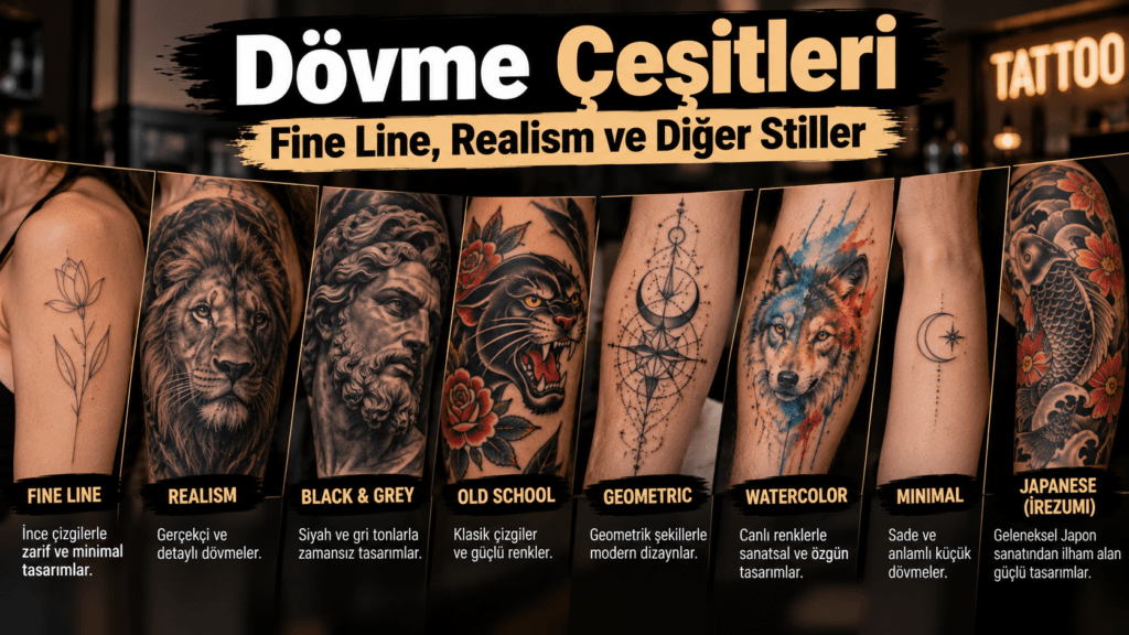 Dövme çeşitleri rehberi – fine line, realism, minimal ve diğer dövme stilleri