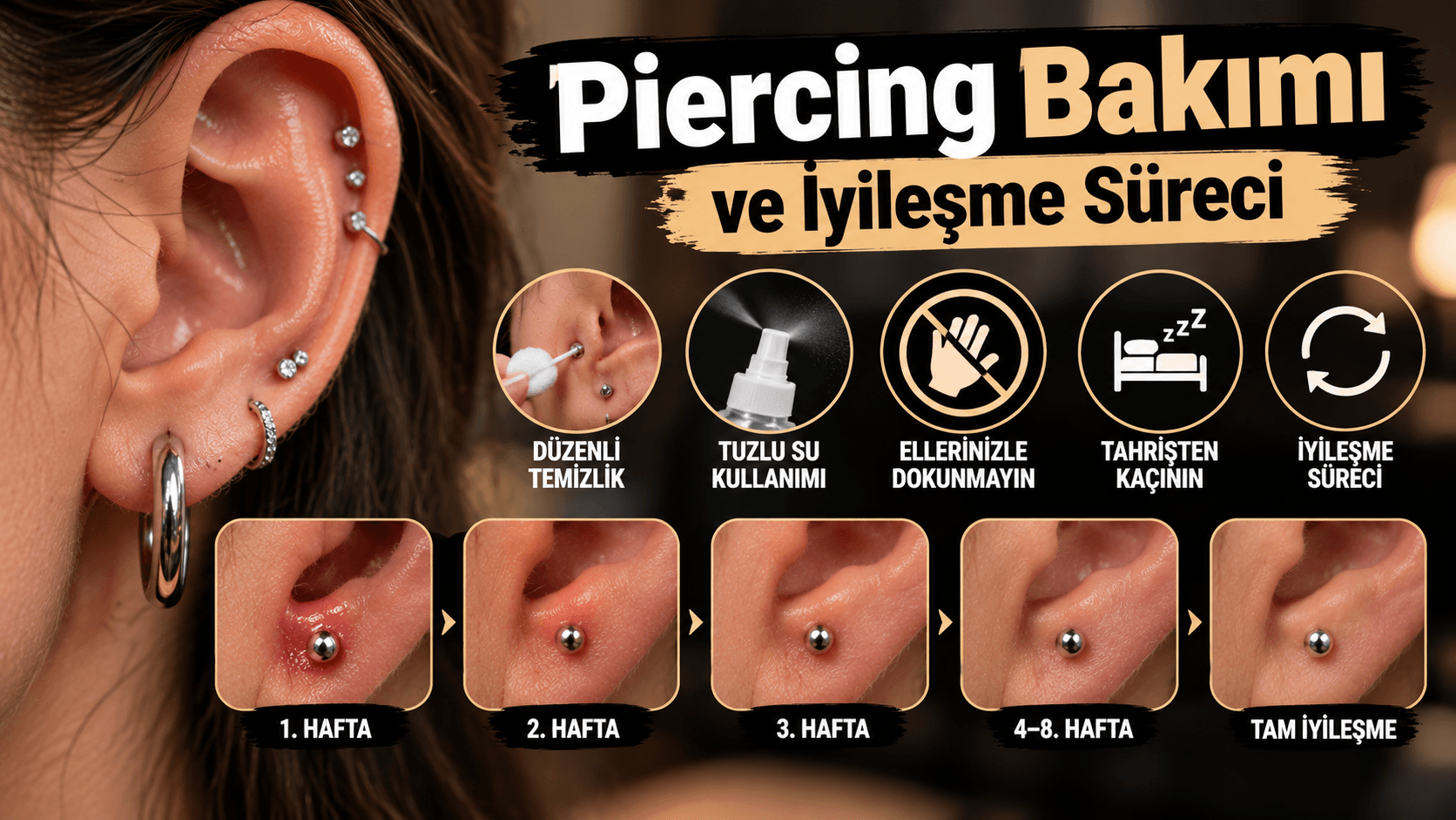 Piercing bakımı ve iyileşme süreleri rehberi – Tattoo Time İstanbul